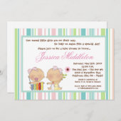 5x7対の女の子の女の子のガーリーなベビーシャワーの招待状 招待状 (正面/裏面)