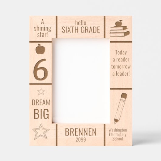 5x7小学6年生フォトカスタム レーザー彫刻フレーム (正面)