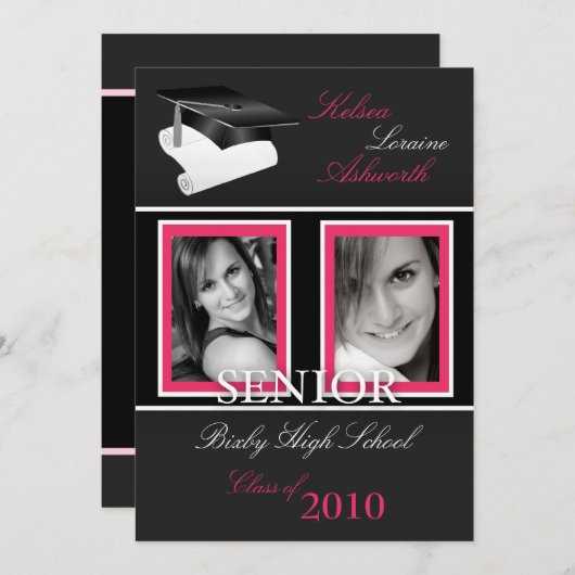 5x7帽子及び免状の写真の卒業の招待状 招待状 (正面/裏面)