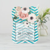 5x7幾何学的バラ山形ティール(緑がかった色)結婚式招待状 招待状 (スタンド正面)