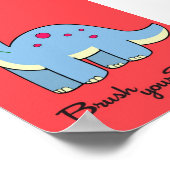 5x7恐竜のウォーブラシあなたの歯バスルームの壁アート ポスター (角)