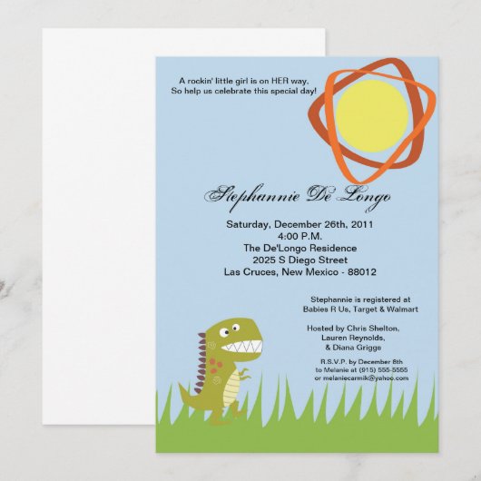 5x7恐竜の招待状 招待状 (正面/裏面)