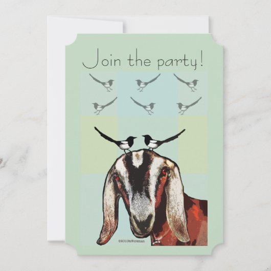 5x7招待状のヤギ + カササギ-友人 招待状 (正面)