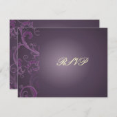 5x7招待状用のPixDezines LARGE RSVP/PLUM SWIRLS 出欠カード (正面/裏面)