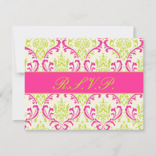 5x7招待状用RSVP、PixDezines Rossi Damask 出欠カード