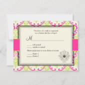 5x7招待状用RSVP、PixDezines Rossi Damask 出欠カード (裏面)