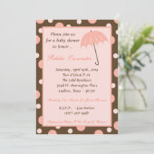 5x7招待状-ピンク傘ベビーシャワー招待状 招待状 (スタンド正面)