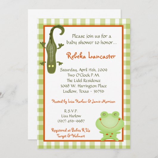 5x7招待状 – 湿地バディーベビーシャワー招待状 招待状 (正面/裏面)