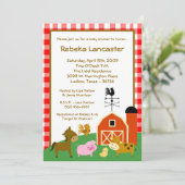 5x7招待状 – 農園動物ベビーシャワー招待状 招待状 (スタンド正面)