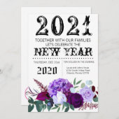 5x7新年イブ招待状ラベンダーハイビスカスオン 招待状 (正面/裏面)