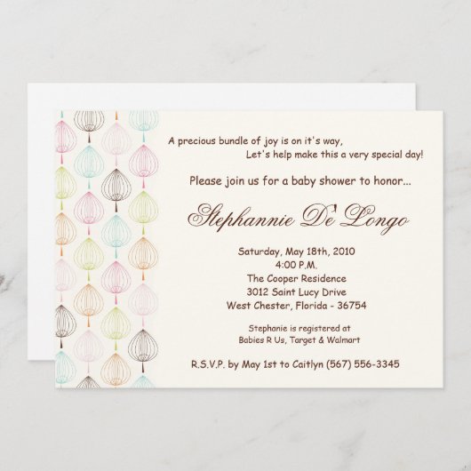 5x7春の時間フラワーベビーシャワー招待状 招待状 (正面/裏面)