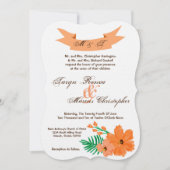 5x7春ハイビスカスフラワーハワ結婚式招待状 招待状 (正面)