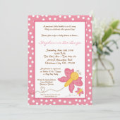 5x7春ピンクバタフライベビーシャワー招待状 招待状 (スタンド正面)