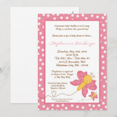 5x7春ピンクバタフライベビーシャワー招待状 招待状 (正面/裏面)