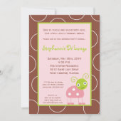 5x7春ピンクレディバグ誕生日パーティーへの招待 招待状 (正面)