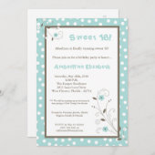 5x7春ブルーフラワースウィート16誕生日招待状 招待状 (正面/裏面)