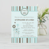 5x7春ブルーフラワーベビーシャワー招待状 招待状 (スタンド正面)