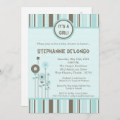 5x7春ブルーフラワーベビーシャワー招待状 招待状 (正面/裏面)