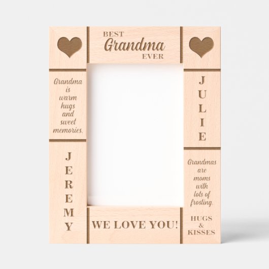 5x7最高のおばあちゃんの名前エッチングされたフレーム レーザー彫刻フレーム (正面)