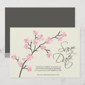 5X7桜デザイナー保存日付2のピンク セーブザデート (正面/裏面)