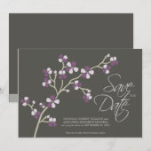 5X7桜デザイナー保存日付:: プラム セーブザデート (正面/裏面)