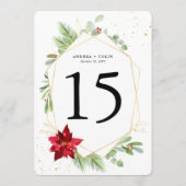 5x7水彩ホリデーグリーナリー金ゴールドテーブル番号 プログラム (裏面)