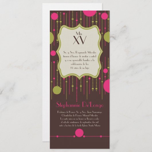 5x7水玉模様キンセアニェラ誕生日招待状 招待状 (正面/裏面)