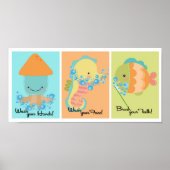 5x7海魚イカ海馬バスルーム壁アート ポスター (正面)