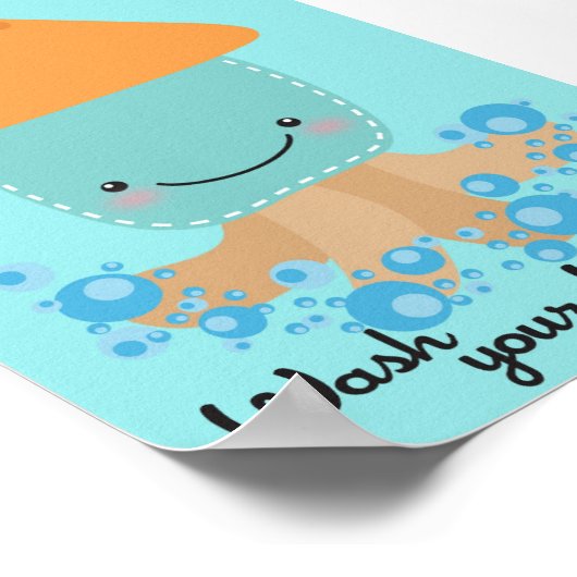 5x7海squidあなたの手を洗う浴室のウォールアート ポスター (角)