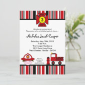 5x7消防士のFireman Firetrack Birthday Party Invitation 招待状 (スタンド正面)