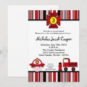 5x7消防士のFireman Firetrack Birthday Party Invitation 招待状 (正面/裏面)