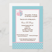 5x7淡いブルーののまわりにの誕生会の招待 招待状 (正面/裏面)