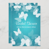 5x7溶け出し蝶ブルーブライダルシャワー 招待状 (正面/裏面)