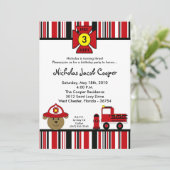 5x7火犬の普通消防車の誕生日のパーティの招待状 招待状 (スタンド正面)