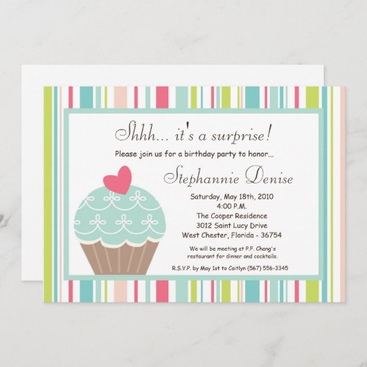 5x7甘い御馳走コップのケーキの誕生日のパーティの招待状 招待状 (正面/裏面)