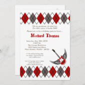 5x7男の子のパンクロックのギターの誕生日のパーティの招待状 招待状 (正面/裏面)