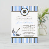 5x7男の子の青いパンクロックミュージシャンのベビーシャワーの招待状 招待状 (スタンド正面)