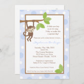 5x7男の子青い猿のジャングルのベビーシャワーの招待状 招待状 (正面/裏面)