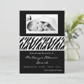 5x7白黒のシマウマの写真の誕生の発表 案内状 (スタンド正面)