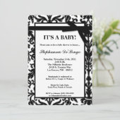 5x7白黒ダマスクレースベビーシャワー招待状 招待状 (スタンド正面)