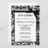 5x7白黒ダマスクレースベビーシャワー招待状 招待状 (正面/裏面)