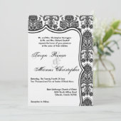 5x7白黒ダマスクレース結婚式招待状 招待状 (スタンド正面)