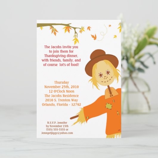 5x7秋かかし感謝祭パーティの招待状 招待状 (スタンド正面)