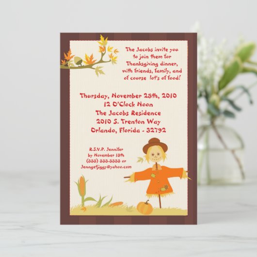 5x7秋の感謝祭の夕食のパーティの招待状 招待状 (スタンド正面)
