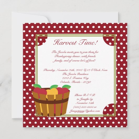 5x7秋のAppleの大箱の感謝祭のパーティの招待状 招待状 (正面)