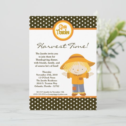 5x7秋秋かかし感謝祭招待状 招待状 (スタンド正面)