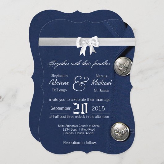 5x7空軍クラス均一結婚式招待状 招待状 (正面/裏面)