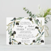 5x7紙オリーブリーフリース水彩タイポグラフィ 招待状 (スタンド正面)