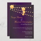 5x7紙ランタンパープルリネン結婚式招待状 招待状 (正面/裏面)