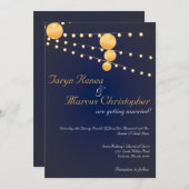 5x7紙ランタンブルーリネン結婚式招待状 招待状 (正面/裏面)